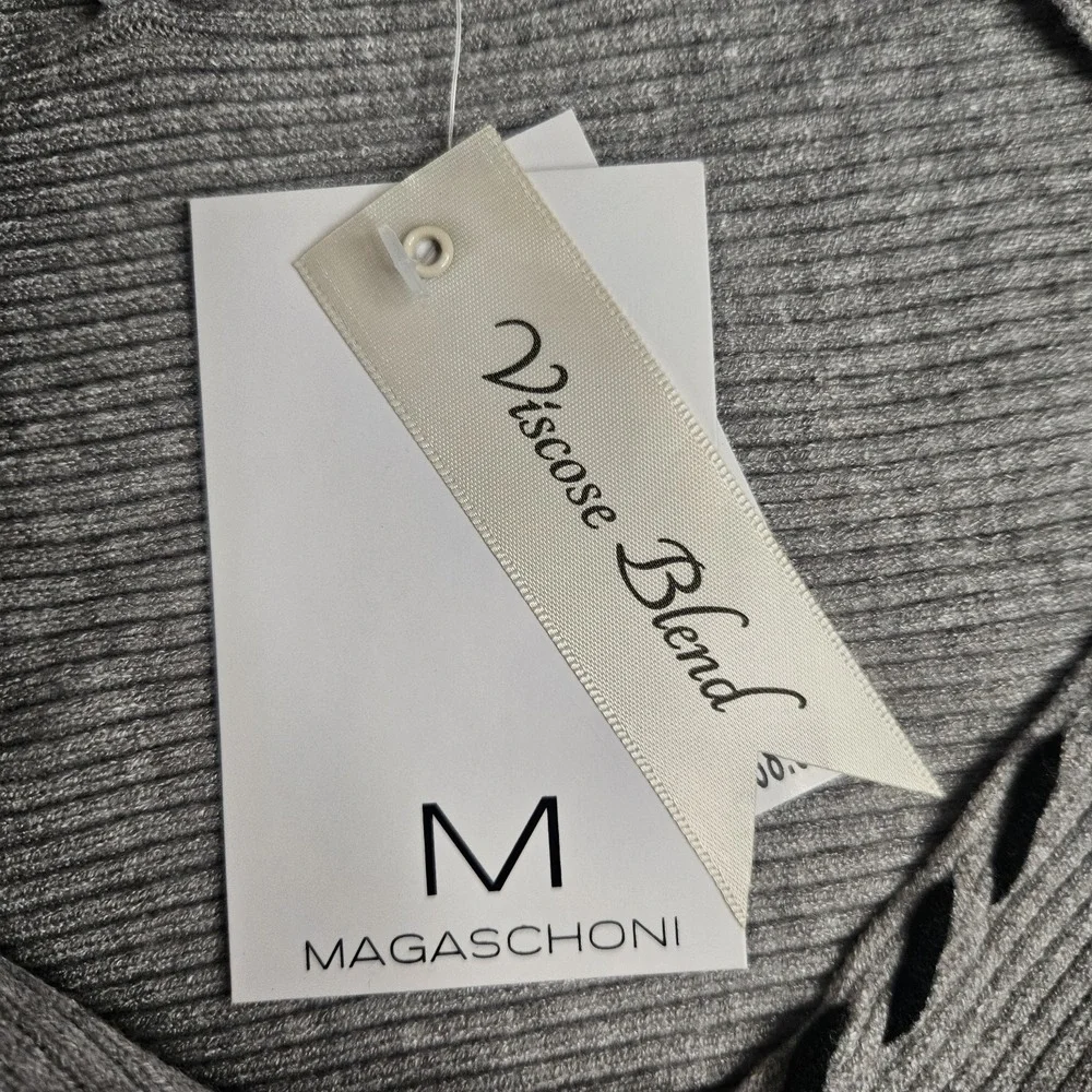 Magaschoni Womens Sweater XS Dolman Sleeve Contrast Stitch Ribbed Knit Boat Neck